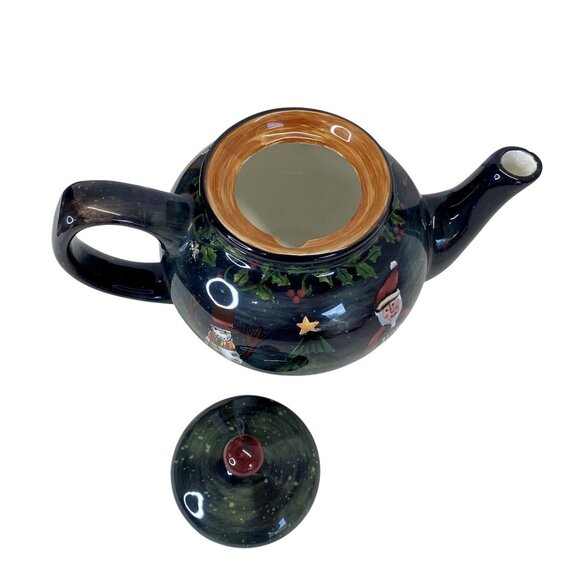 Lang Christmas Tree Ceramic Teapot With Santa & Snowman Design Vintage - Picture 5 of 9